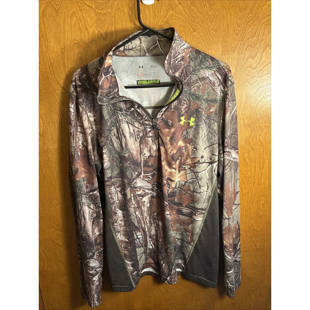 Under Armour RealTree Pullover Large Camo Loose Heat Gear Scent Control 1/4 Zip